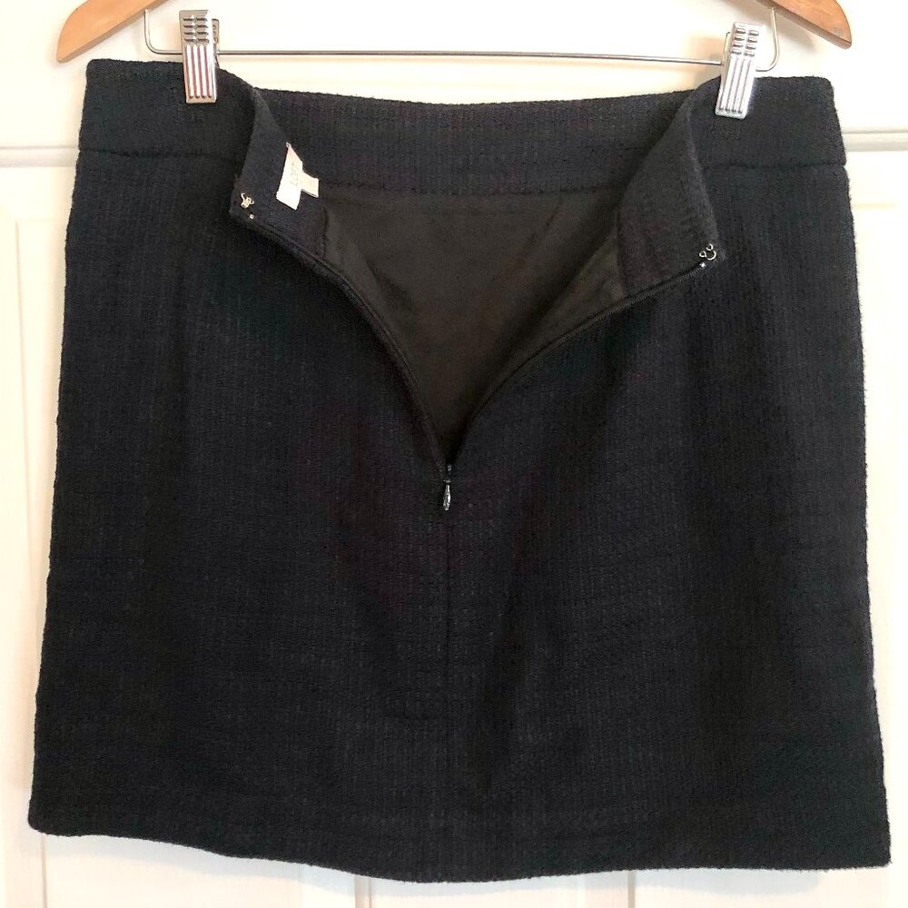 Ann Taylor Loft black/navy tweed mini skirt - Picture 2 of 4